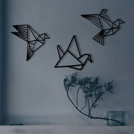 Wallity Origami Escultura de Pared de Metal Negra